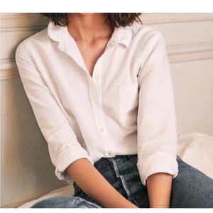 Sezane “Tomboy” White Relaxed Cotton Button Down Shirt